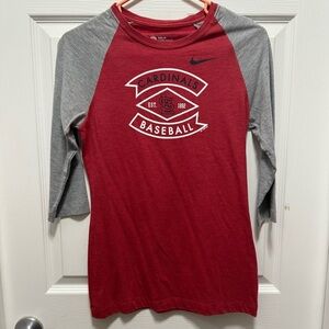 Nike Kids Red and Gray Baseball Tee